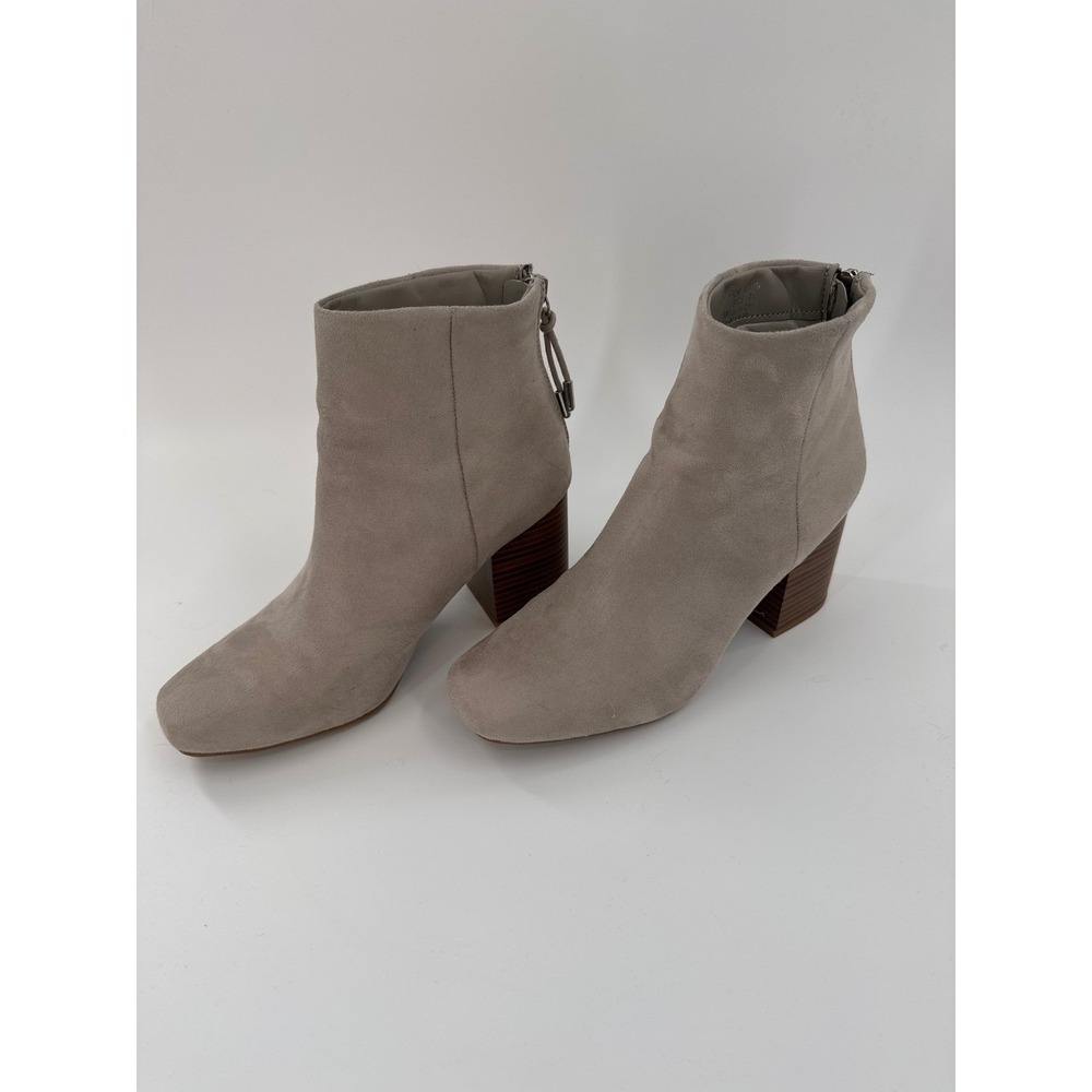 Universal Thread Women Taupe Faux Suede Square Toe Block Heel Ankle Boots 7.5